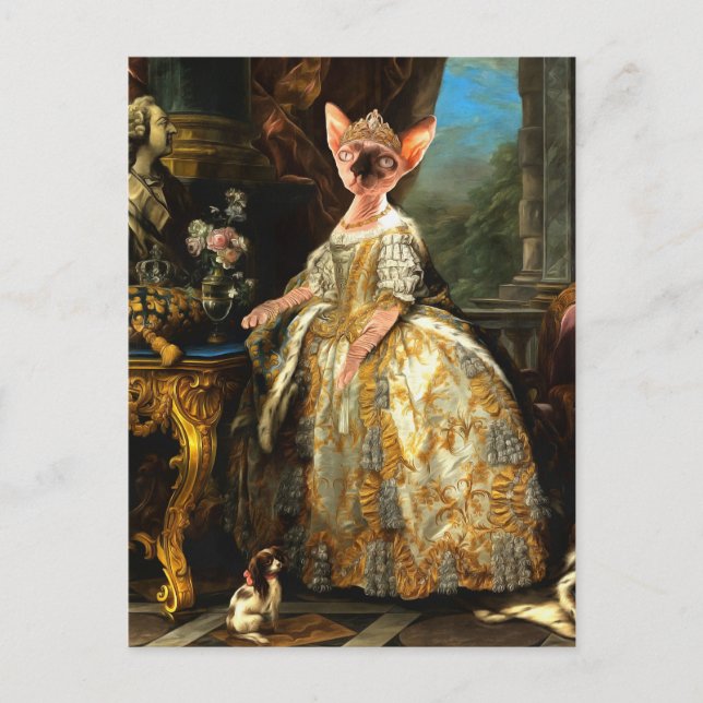 Carte Postale Peinture médiévale royale de chats (Devant)