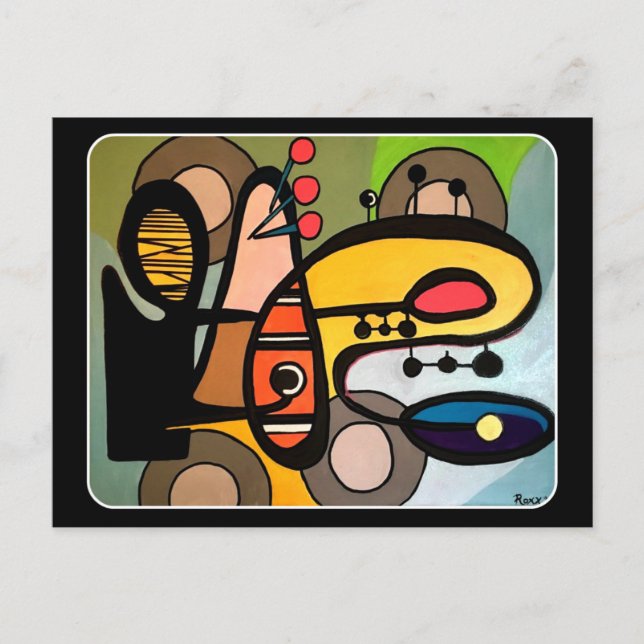 Carte Postale Peinture "Mid-Century Modern Abstrait the Machine" (Devant)