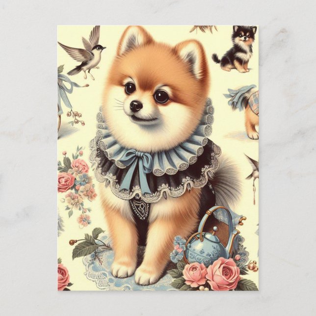 Carte Postale Peinture mignonne de Poméranie (Devant)
