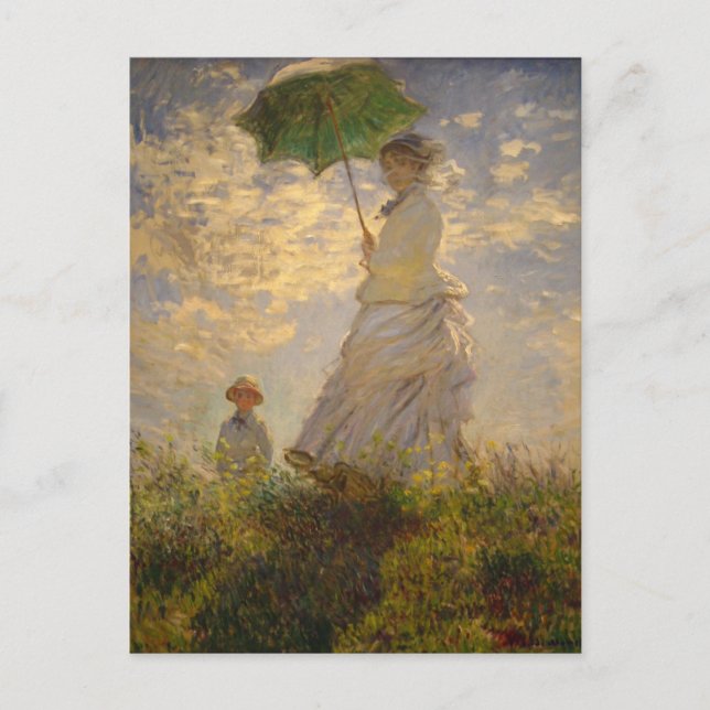 Carte Postale Peinture Monet Parapluie (Devant)