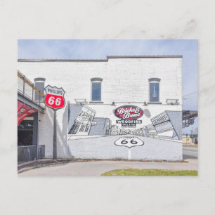 Carte Postale Peinture murale avec panneau de la Route 66 au Kan
