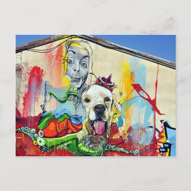 Carte Postale Peinture murale de chien graffiti (Devant)