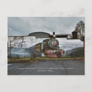 Carte Postale Peinture murale du train de lapin de marais au Whi