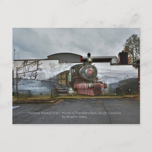 Carte Postale Peinture murale du train de lapin de marais au Whi (Devant)