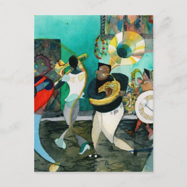 Carte Postale Peinture musicale "New Orleans Jazz" (Devant)