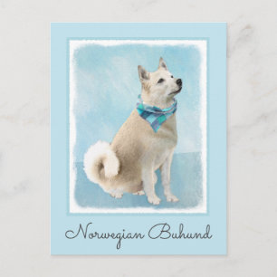 Carte Postale Peinture norvégienne Buhund - jolie art original c