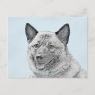 Carte Postale Peinture norvégienne Elkhound - Art original Chien