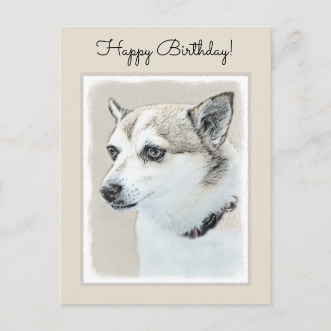 Carte Postale Peinture norvégienne Lundehund - Art original chie (Devant)