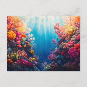 Carte Postale Peinture numérique couleur Coral Reef