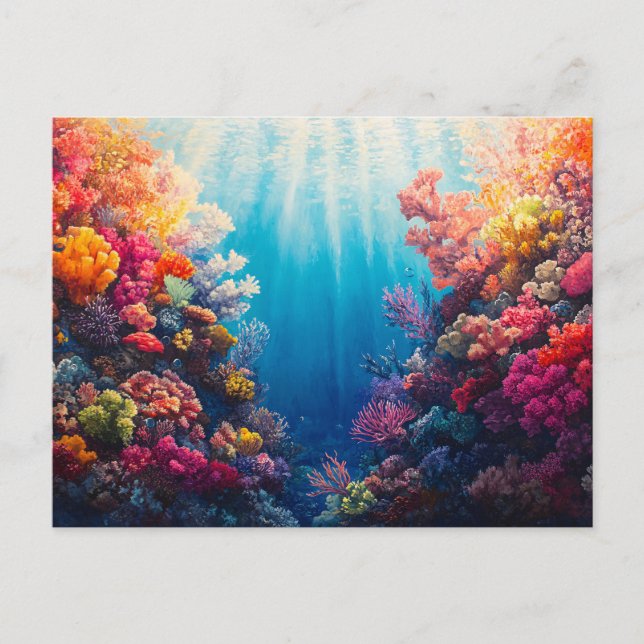 Carte Postale Peinture numérique couleur Coral Reef (Devant)