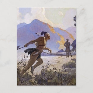 Carte Postale Peinture occidentale de N C Wyeth «La hache de gue