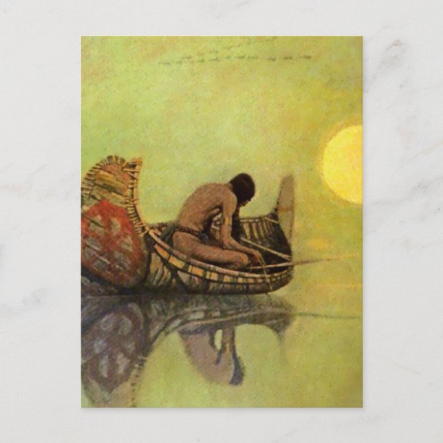 Carte Postale Peinture occidentale de N C Wyeth « Le Pêcheur Sil (Devant)