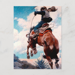 Carte Postale Peinture occidentale de NC Wyeth «Bucking»
