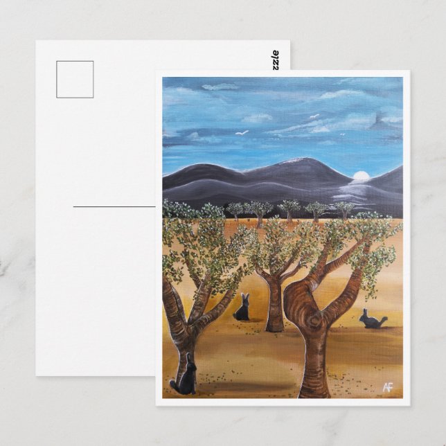 Carte Postale Peinture Olivar de Noche par Alfred Fox (Devant / Derrière)