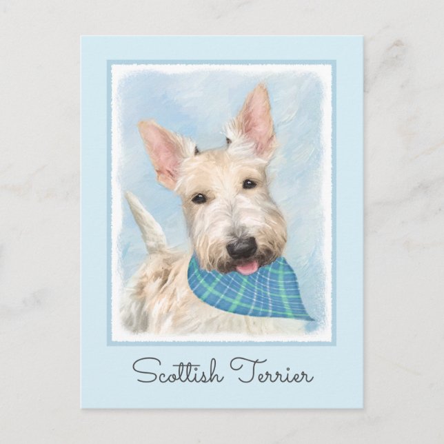 Carte Postale Peinture originale de chien terrier écossais roux (Devant)