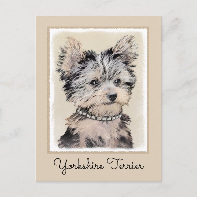 Carte Postale Peinture originale de chiot Yorkshire Terrier (Devant)