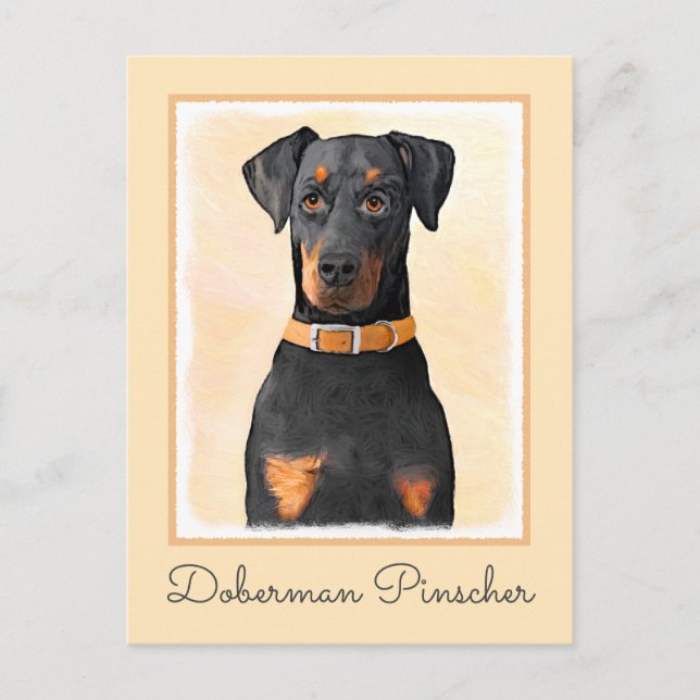 Carte Postale Peinture originale de Doberman Pinscher non coupé (Devant)