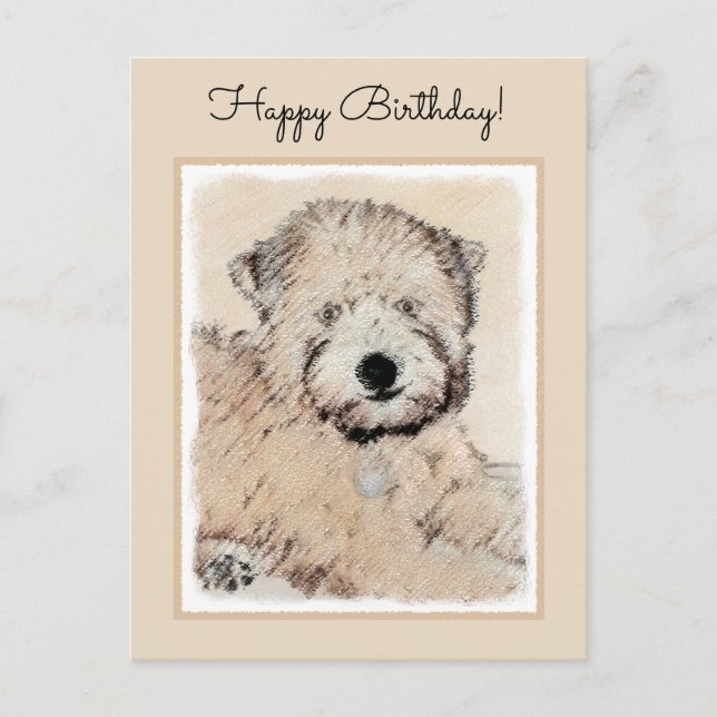 Carte Postale Peinture originale de Soft Coated Wheaten Terrier (Devant)