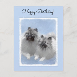 Carte Postale Peinture originale d'un couple de Keeshond - Art a