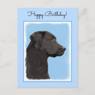 Carte Postale Peinture originale Retriever noir Labrador Art de 