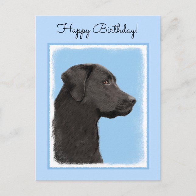 Carte Postale Peinture originale Retriever noir Labrador Art de  (Devant)