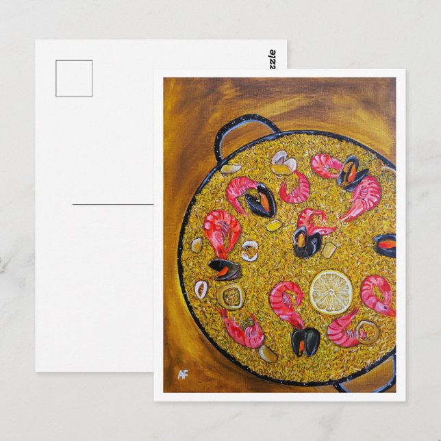 Carte Postale Peinture Paella De Marisco par Alfred Fox (Devant / Derrière)
