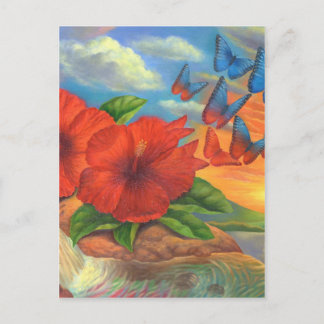 Carte Postale Peinture Paysage Papillon Imaginaire - Multi