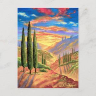 Carte Postale Peinture Paysage Toscane - Multi