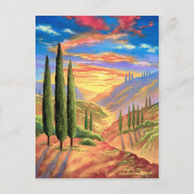 Carte Postale Peinture Paysage Toscane - Multi (Devant)