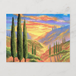 Carte Postale Peinture Paysage Toscane - Multi