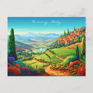 Carte Postale Peinture paysagère toscane   Italie   Art