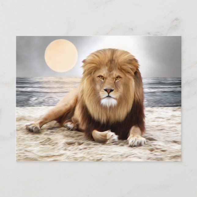 Carte Postale Peinture photo Lion Ocean (Devant)