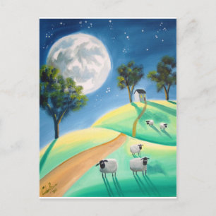 Carte Postale PEINTURE Pleine lune ET MOULE