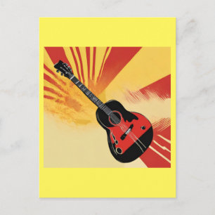 Carte Postale Peinture Pop Art Guitare Illustration Vintage Retr