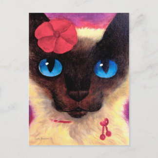 Carte Postale Peinture pour animaux de compagnie félin de Siames