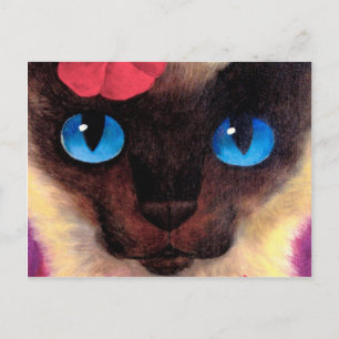 Carte Postale Peinture pour animaux de compagnie félin de Siames