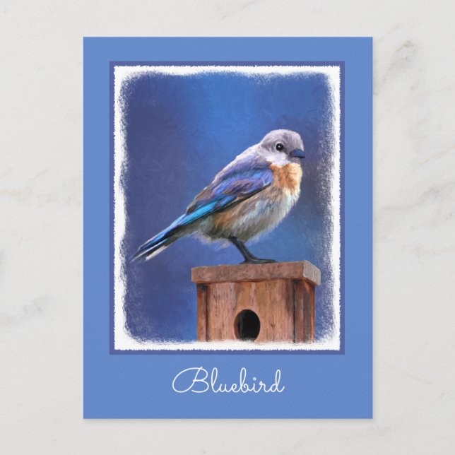 Carte Postale Peinture pour oiseaux bleus (femelle) - Art origin (Devant)