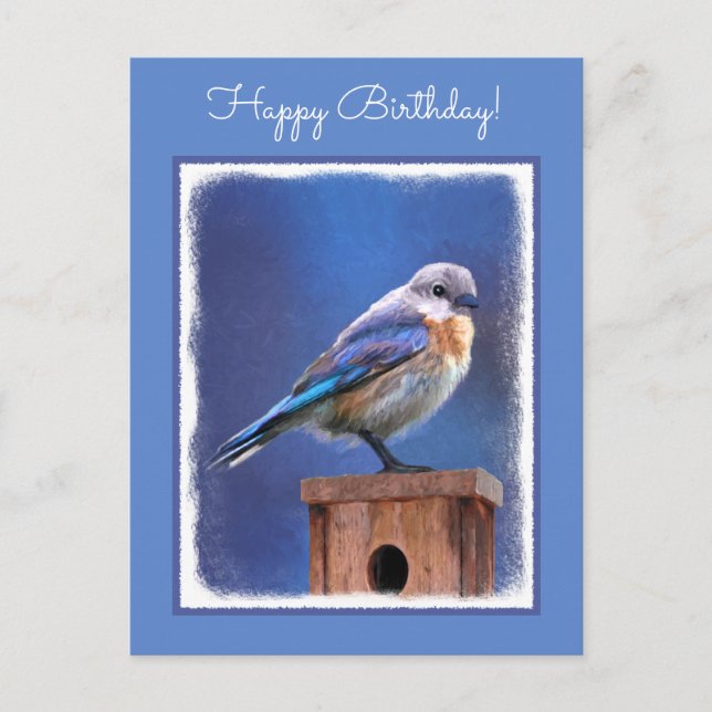 Carte Postale Peinture pour oiseaux bleus (femelle) - Art origin (Devant)