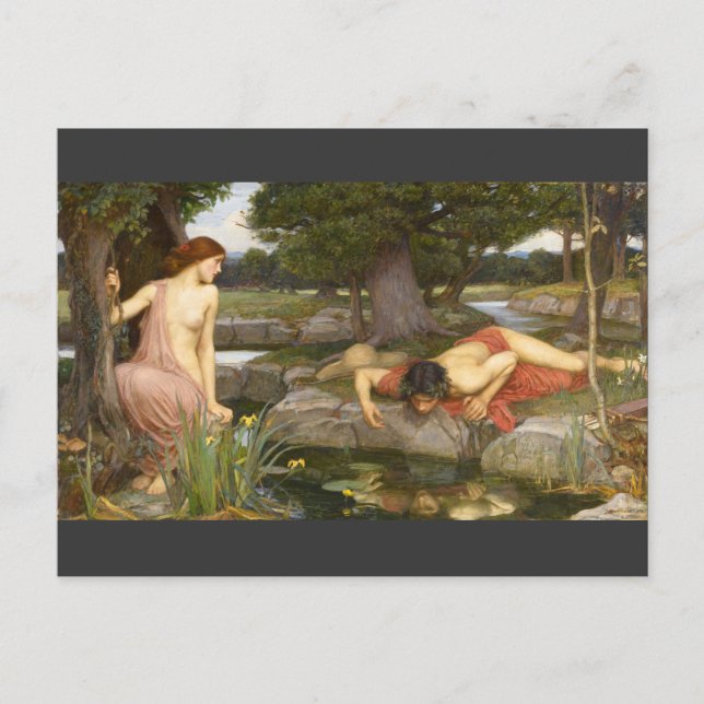 Carte Postale Peinture pré-Raphaélite Echo et Narcisse (Devant)