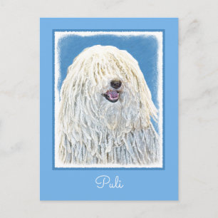 Carte Postale Peinture Puli - Art original mignon de chien