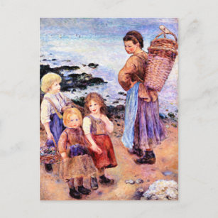 Carte Postale Peinture Renoir, Pêcheurs de moules à Berneval