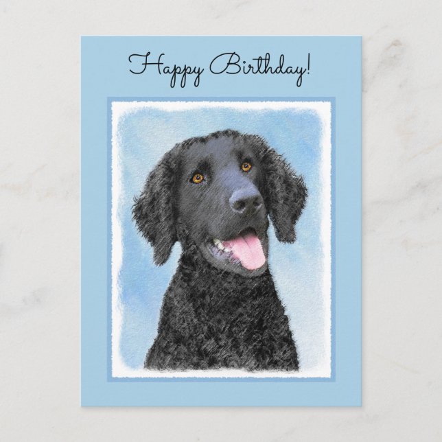 Carte Postale Peinture Retriever recouverte de boue - Art Chien  (Devant)