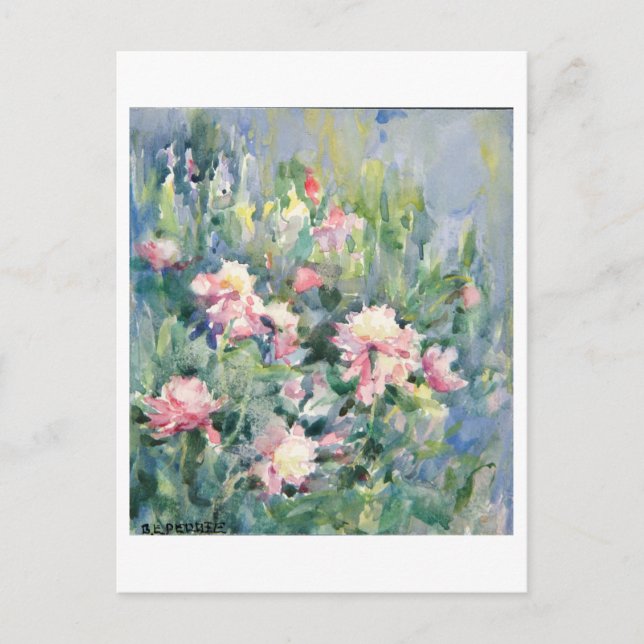 Carte postale Peinture rose Fleur (Devant)