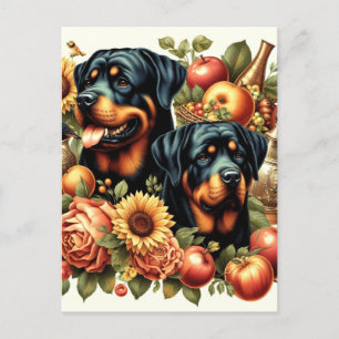 Carte Postale Peinture Rottweiler Rétro