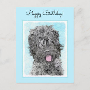 Carte Postale Peinture russe Terrier noir - Chien original migno