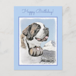 Carte Postale Peinture Saint Bernard - Cute Original Chien Art