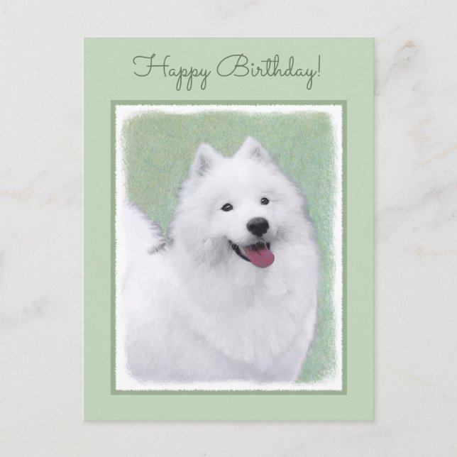Carte Postale Peinture Samoyed - Cute Original Chien Art (Devant)