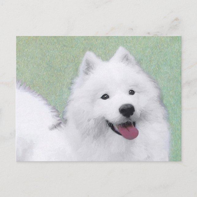 Carte Postale Peinture Samoyed - Cute Original Chien Art (Devant)