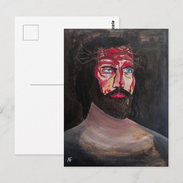 Carte Postale Peinture Sang du Christ par Alfred Fox (Devant / Derrière)