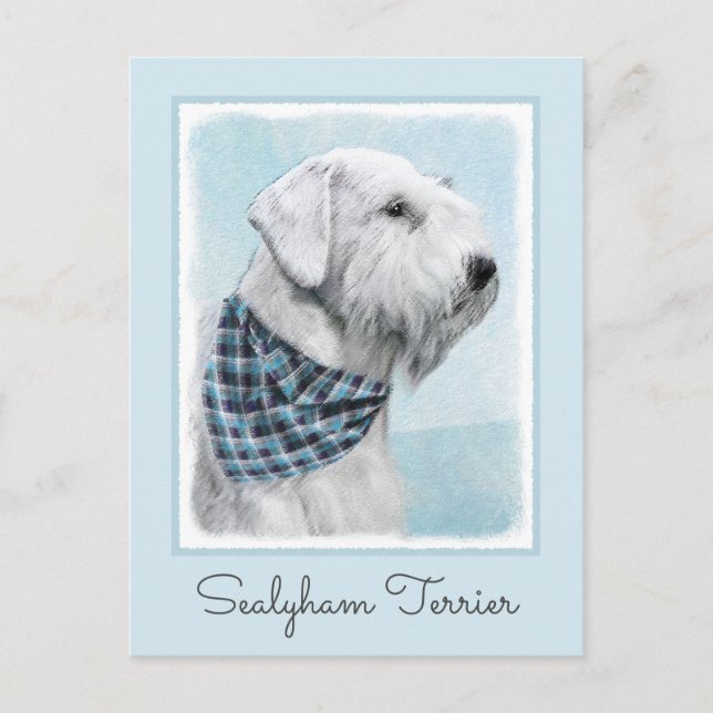 Carte Postale Peinture Sealyham Terrier - Cute Original Chien Ar (Devant)